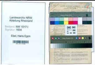 Entnazifizierung Hans Egon Ebel , geb. 02.08.1912 (Arzt)