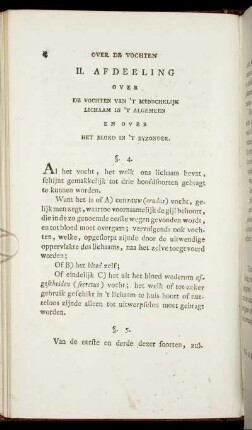 II. Afdeeling. Over de Vochten van 't Menschelijk Lichaam in 't algemeen en over het Bloed in 't byzonder