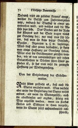 Von der Entzündung der Gebährmutter.
