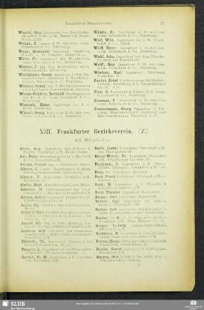 XIII. Frankfurter Bezirksverein.