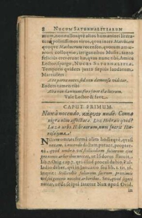 Caput Primum. Nux a nocendo.