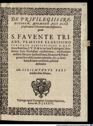 De privilegiis creditorum, quomodo alii aliis praeferantur, vel concurrant, disputatio