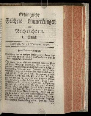 LI. Stück. Dienstags, den 18. December. 1787.