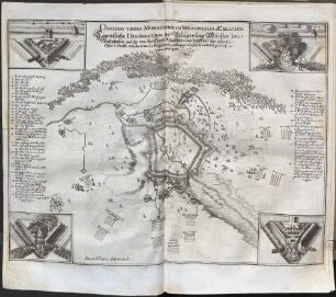 Obsidio Vrbis Monasterii In Westphalis, A.o M.DC.LVII : = Eigentliche Delineation der Belägerung Münster inn Westphalen, welche von Ihr Fürstl. B. daselsten, mit hülff der ver alierten Chur v. Fürstl. Völckern den 20 Augusti 1657 attaquiret v. sich dē 25 Octob. gütlich accommotiret hatt