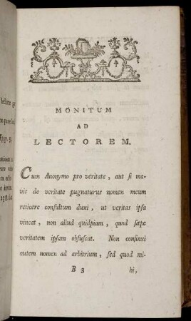 Monitum Ad Lectorem.
