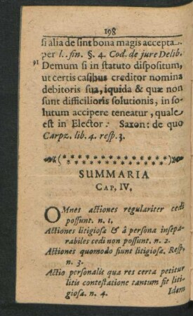 Summaria Cap. IV.