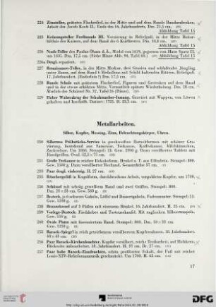 Metallarbeiten (Nr. 230-310)