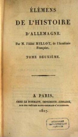 Élémens De L'Histoire D'Allemagne. 2