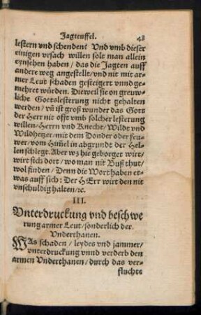 III. Unterdruckung und beschwerung armer Leut/ sonderlich der Underthanen.