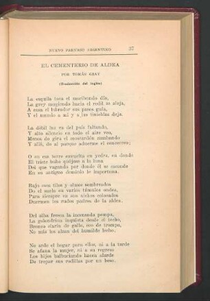 El cementerio de aldea : por Tomás Gray (Traducción del inglés)