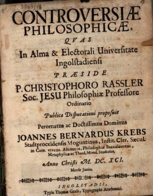 Controversiæ Philosophicæ