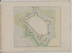 Plan der Festung Damvillers in Belgien, kolorierte Handzeichnung, vor 1695