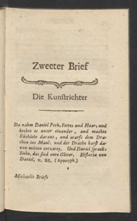 Zweeter Brief. Die Kunstrichter
