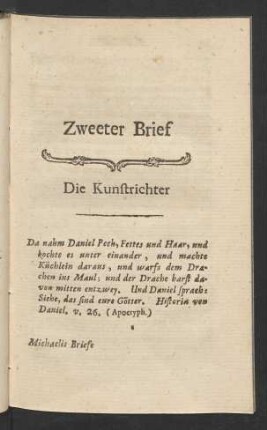 Zweeter Brief. Die Kunstrichter