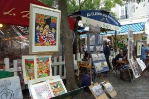 Paris - Bilder in der City : Bildergalerie am Place du Tertre, Montmartre. Paris, 2006