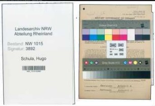 Entnazifizierung Hugo Schula , geb. 12.05.1893 (Bezirksvertreter)