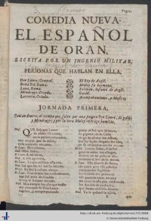 Comedia Nueva: El Español De Oràn.