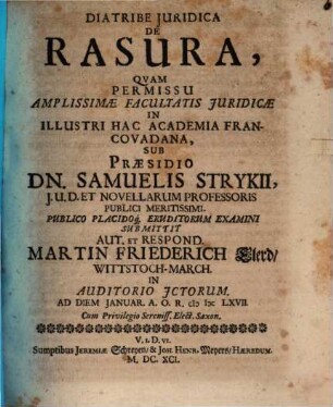 Diatribe Iuridica De Rasura
