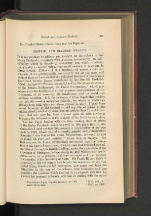 British and Siamese Malaya. By Hugh Clifford, C.M.G.