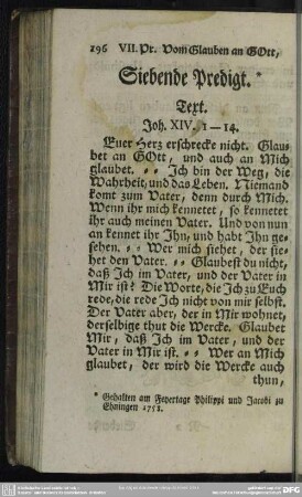 Siebende Predigt. Text. Joh. XIV. 1-14