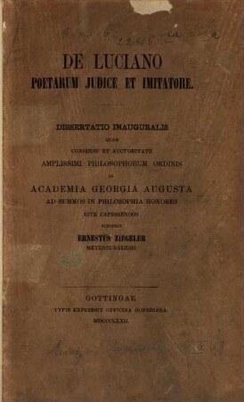 De Luciano poetarum judice et imitatore