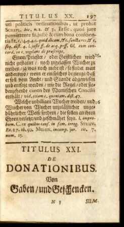 Titulus XXI. De Donationibus. Von Gaben / und Geschencken