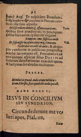 Mane Hora VI. Iesus In Concilium Seu Synedrion.