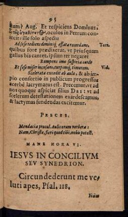 Mane Hora VI. Iesus In Concilium Seu Synedrion.