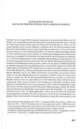 Katalog der Bibliothek von Landgraf Moritz