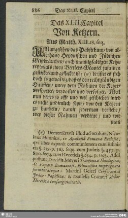 Das XLII. Capitel Von Ketzern. Aus Matth. XIII. 28. seq.