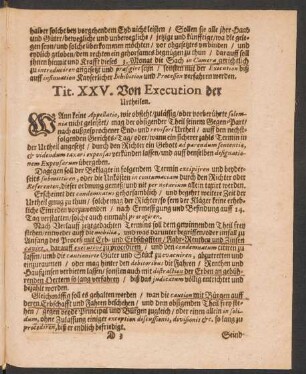 Tit. XXV. Von Execution der Urtheilen.