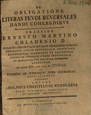 De Obligatione Literas Fevdi Reversales Dandi Coheredibvs