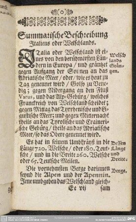 Summarische Beschreibung Italiens oder Welschlands