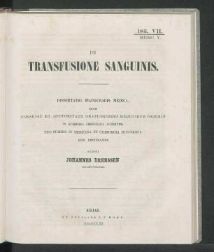De Transfusione Sanguinis.