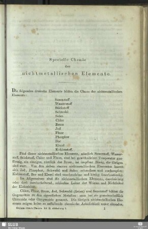 Specielle Chemie der nichtmetallischen Elemente
