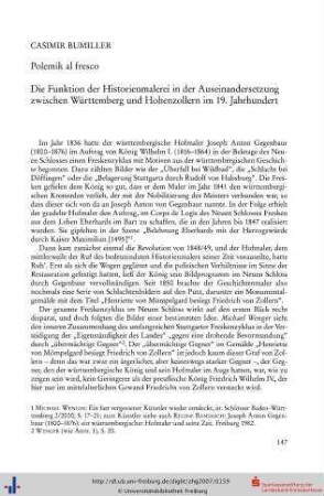 Polemik al fresco. Die Funktion der Historienmalerei in der Auseinandersetzung zwischen Württemberg und Hohenzollern im 19. Jahrhundert.