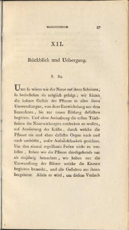 XII. Rückblick und Uebergang.