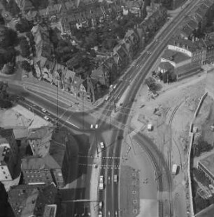 Straßenkreuzung Heinrich- und Gothaer Straße in der Erfurter Brühlervorstadt : Blickrichtung Nordwesten