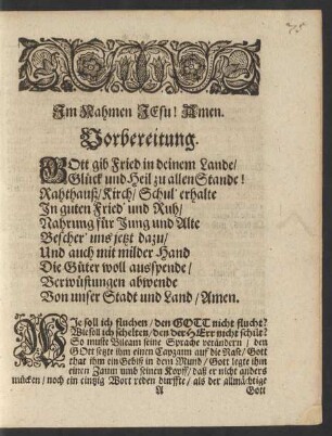 Im Nahmen Jesu! Amen. Vorbereitung.