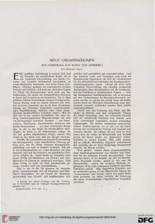 Neue Organisationen: zur Förderung von Kunst und Gewerbe