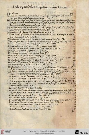 Index, ac series Capitum huius Operis