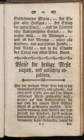 Weise die heilige Meße nützlich, und andächtig anzuhören.