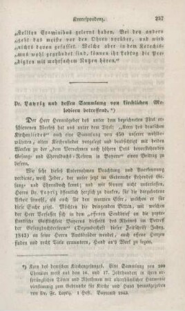 287-292 Korrespondenz : Dr. Layritz und dessen Sammlung von kirchlichen Melodieen betreffend
