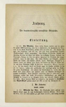 Anhang. Die brandenburgisch-preußische Geschichte