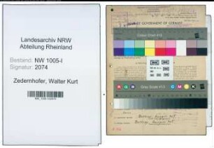 Entnazifizierung Walter Kurt Zedernhofer , geb. 03.11.1913 (Laborant)