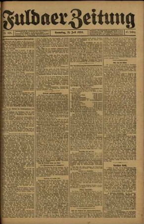 Erste Ausgabe vom Samstag, den 31. Juli 1920.
