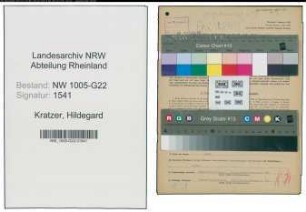Entnazifizierung Hildegard Kratzer , geb. 26.08.1904 (Geschaeftsfuehrerin)