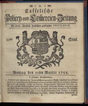 11tes Stueck, Montag den 10ten Martii 1755