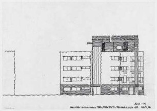 Wohnhaus Brüderstraße (nicht realisiert) – Nordansicht. Berlin-Spandau, Brüderstraße 7, Földerichstraße 62