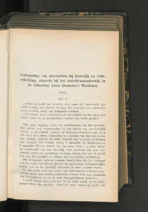 Verbeting van misstanden bij huwelijk en echtscheiding, alsmede bij het godsdienstonderwijs in de Afdeeling Agam (Sumatra's Westkunst).